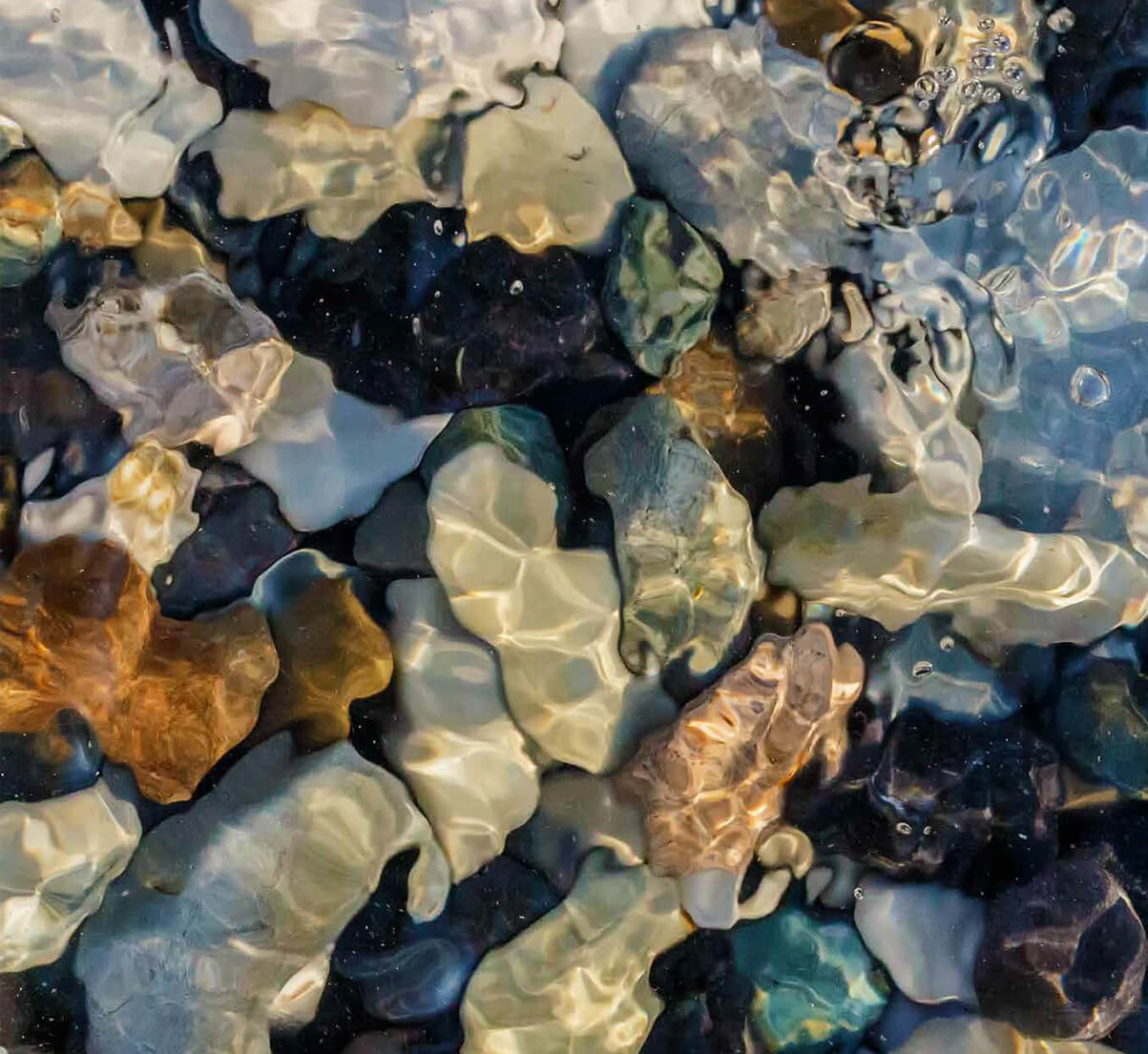 clear water over rocks